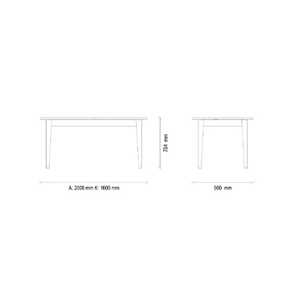 Стол обеденный Enza Home Rosa, прямоугольный, раскладной, размер 160(200)х90х76 см07.182.0025.0000.0000.0000.