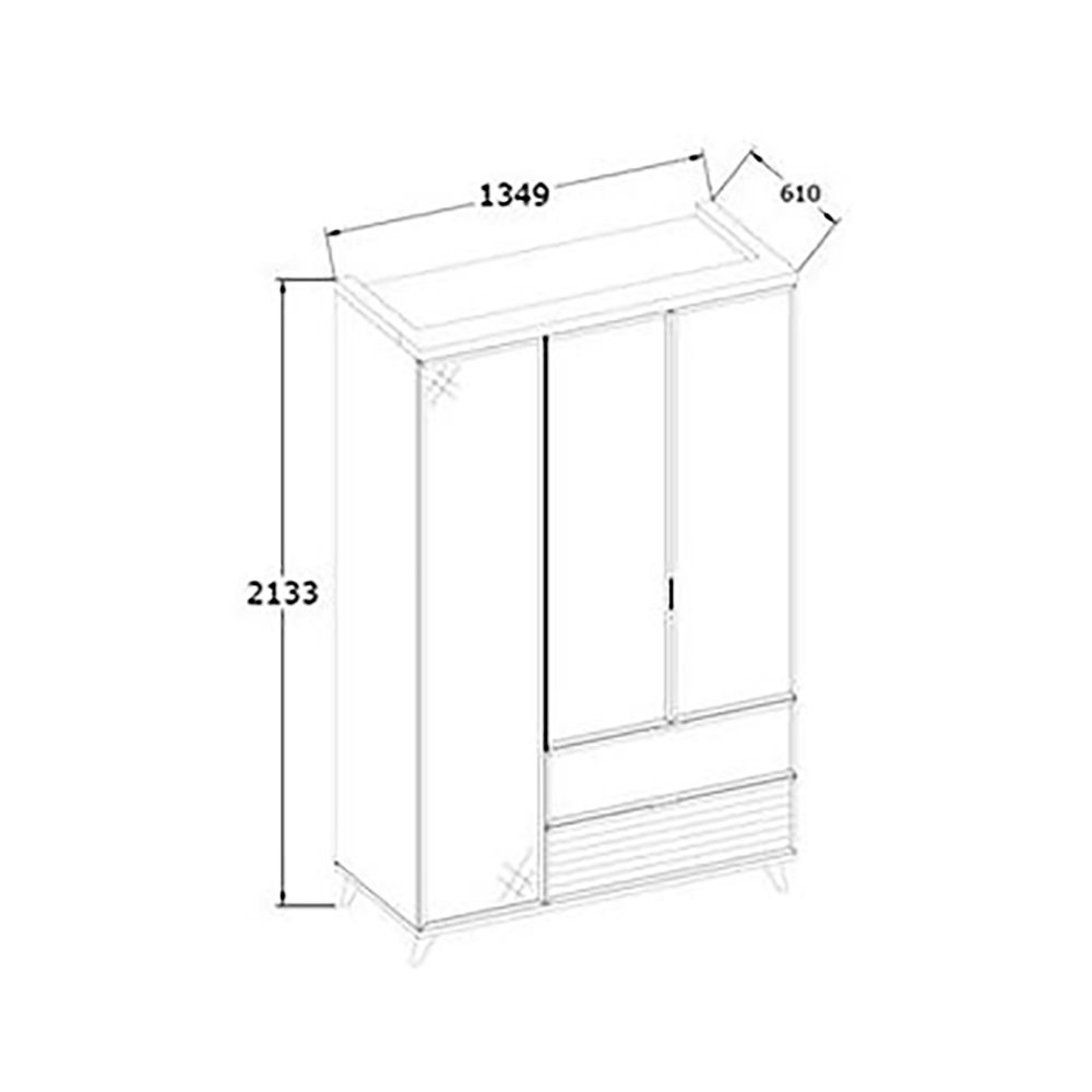 Шкаф платяной Bellona Vienza, 3-х дверный, размер 135х61х213 см (VIEN-21)VIEN-21