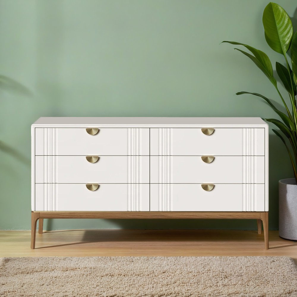 Комод Bari White, широкий, 6 ящиков, 138x48x90 см, цвет: белый (BR406W)BR406W Комод Bari White, широкий, 6 ящиков, 138x48x90 см, цвет: белый (BR406W)BR406W