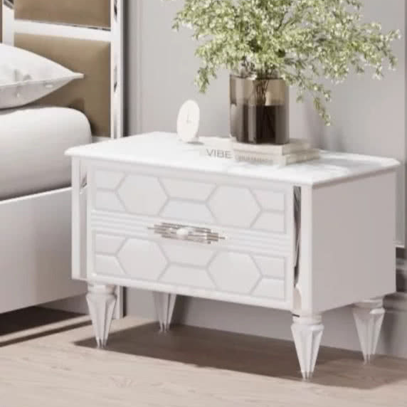 Тумба прикроватная Веллона Алено, цвет: белый с серебром, 62х40х45,5 см (ВЕЛСМР-05)ВЕЛСМР-05