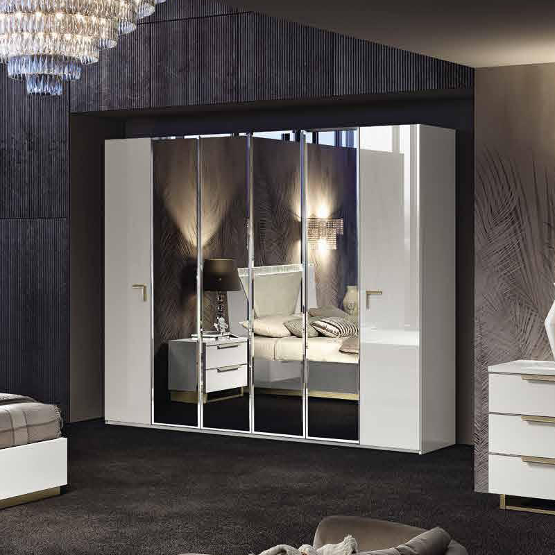 Шкаф платяной Camelgroup Smart Bianco, 6-х дверный, с зеркалом, цвет: белый лак, 278x60x228 см (162AR6.04BI)162AR6.04BI