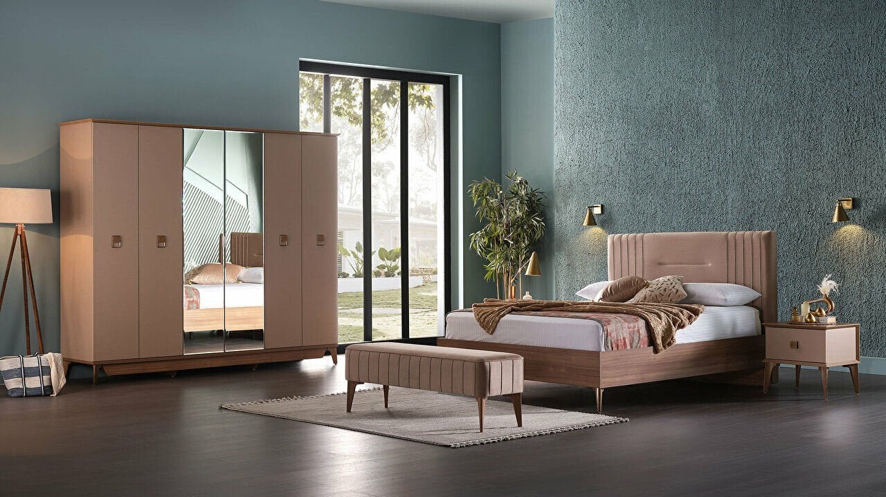 Шкаф платяной Bellona Alvis, 6-ти дверный, цвет бежевый/светлый орех 258х62х231 см (ALVIS-34)ALVIS-34 Шкаф платяной Bellona Alvis, 6-ти дверный, цвет бежевый/светлый орех 258х62х231 см (ALVIS-34)ALVIS-34