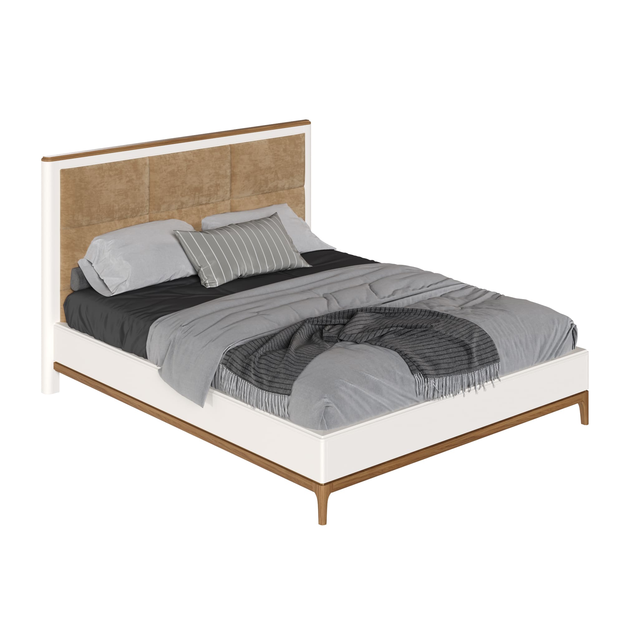 Кровать односпальная Bari White, 120x200 см, мягкая вставка, цвет: белый (BR212W)BR212W