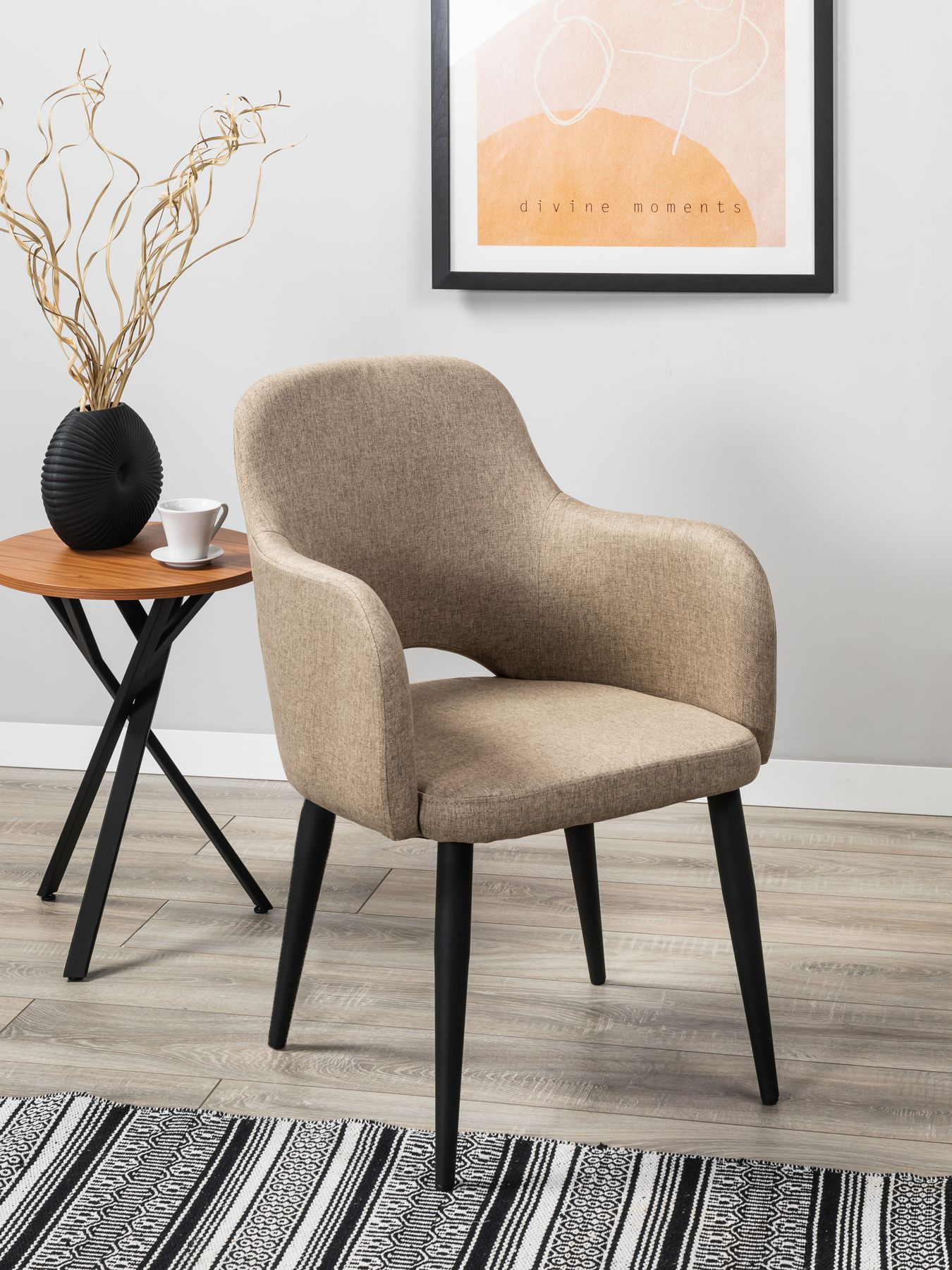 Кресло R-Home Ledger Сканди, размер 56.5x60.5x87.5 см, цвет: Браун Чёрн(41012440_БраунЧерн)41012440_БраунЧерн