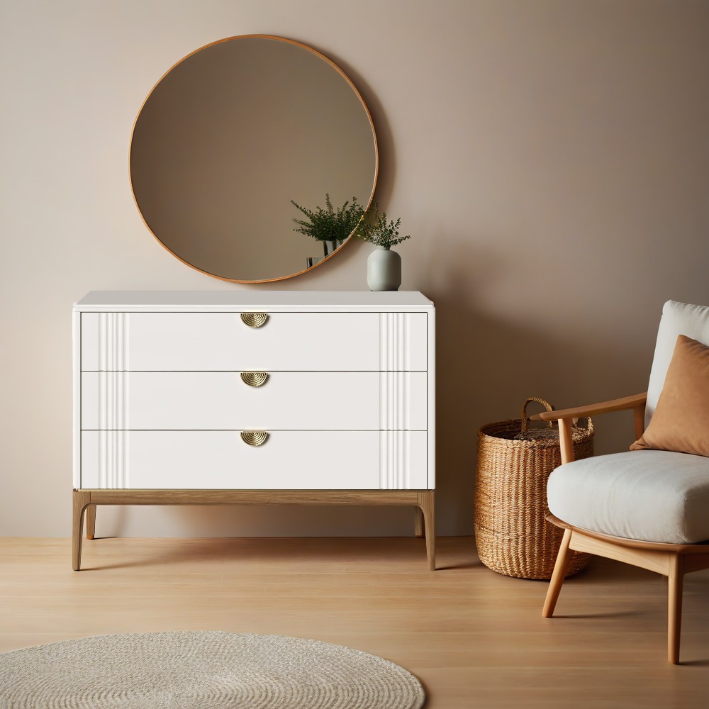 Комод Bari White, 3 ящика, 116x50x86 см, цвет: белый (BR401W)BR401W Комод Bari White, 3 ящика, 116x50x86 см, цвет: белый (BR401W)BR401W