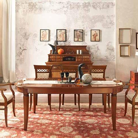 Стол обеденный Prama Palazzo Ducale ciliegio, овальный, раздвижной, цвет: вишня, 180(260)x100x76 см (71CI55)71CI55 Стол обеденный Prama Palazzo Ducale ciliegio, овальный, раздвижной, цвет: вишня, 180(260)x100x76 см (71CI55)71CI55
