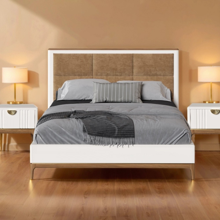 Кровать полуторная Bari White, 140x200 см, мягкая вставка, цвет: белый (BR214W)BR214W Кровать полуторная Bari White, 140x200 см, мягкая вставка, цвет: белый (BR214W)BR214W