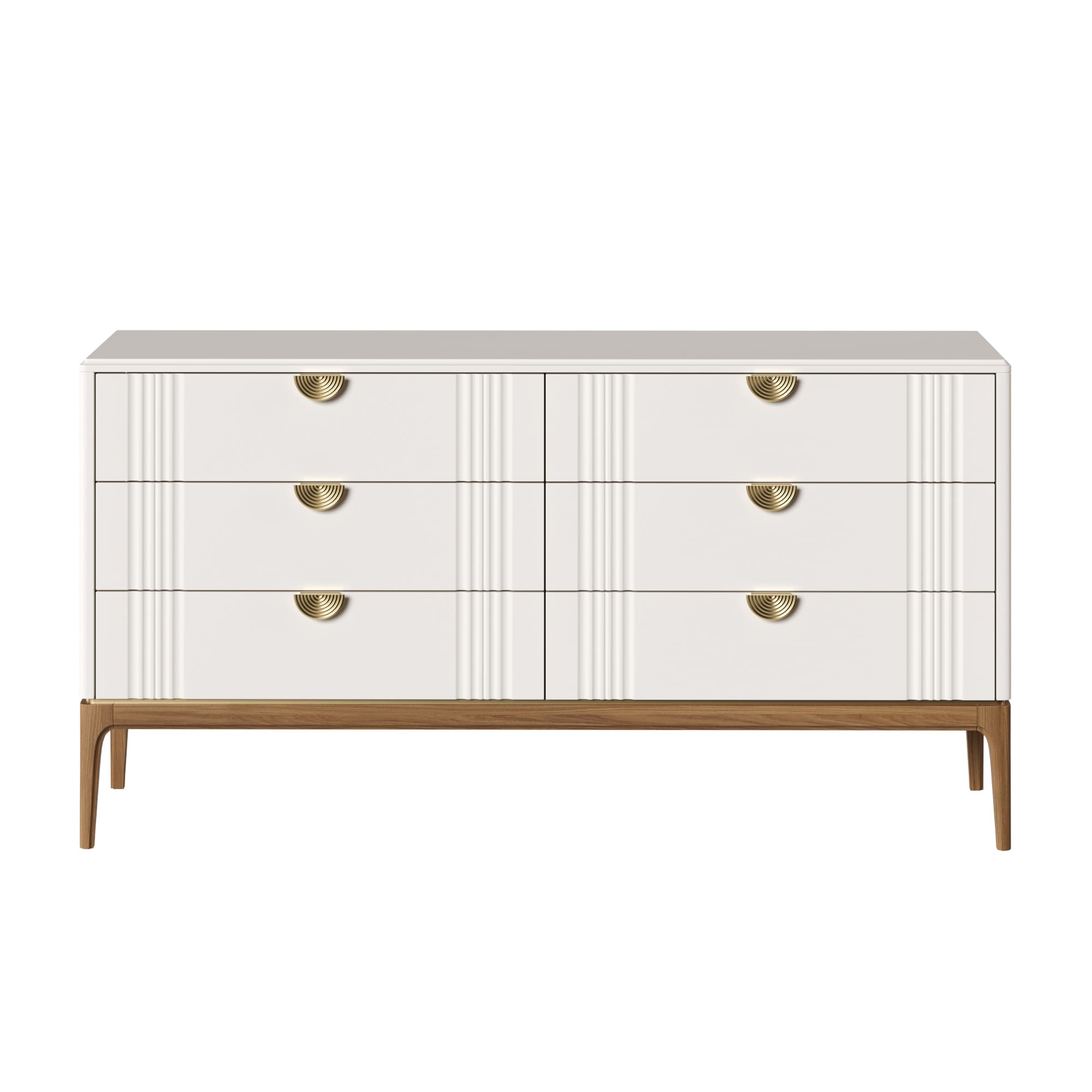 Комод Bari White, широкий, 6 ящиков, 138x48x90 см, цвет: белый (BR406W)BR406W Комод Bari White, широкий, 6 ящиков, 138x48x90 см, цвет: белый (BR406W)BR406W