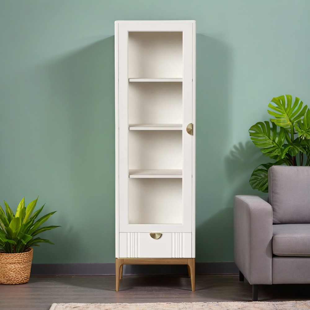 Витрина Bari White, однодверная, левая, 60х45х213 см, цвет: белый (BR601L/W)BR601L/W Витрина Bari White, однодверная, левая, 60х45х213 см, цвет: белый (BR601L/W)BR601L/W