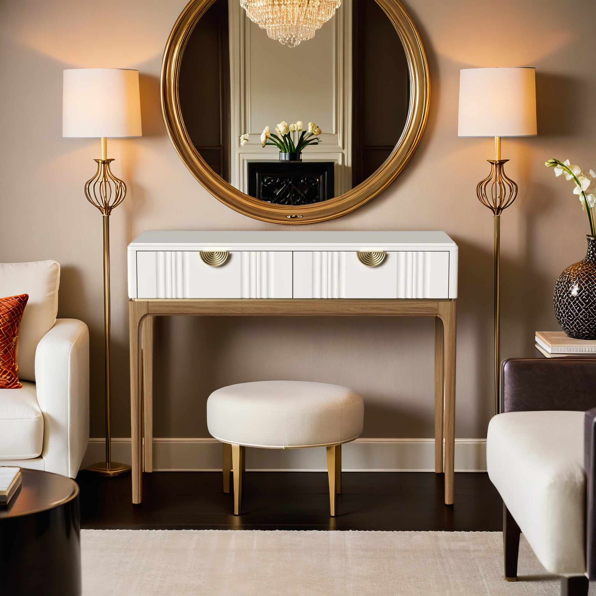 Консоль Bari White, 2 ящика, 107х40х79 см, цвет: белый (BR902W)BR902W Консоль Bari White, 2 ящика, 107х40х79 см, цвет: белый (BR902W)BR902W