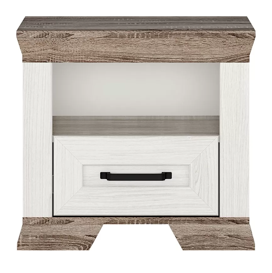 Тумба прикроватная БРВ Марсель (Marselle), цвет ясень снежный/дуб сонома темный, 55х40х51 см (KOM1S)KOM1S