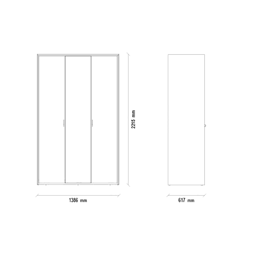 Шкаф платяной Enza Home Netha, 3-дверный, размер 139х62х222 см55555000001179
