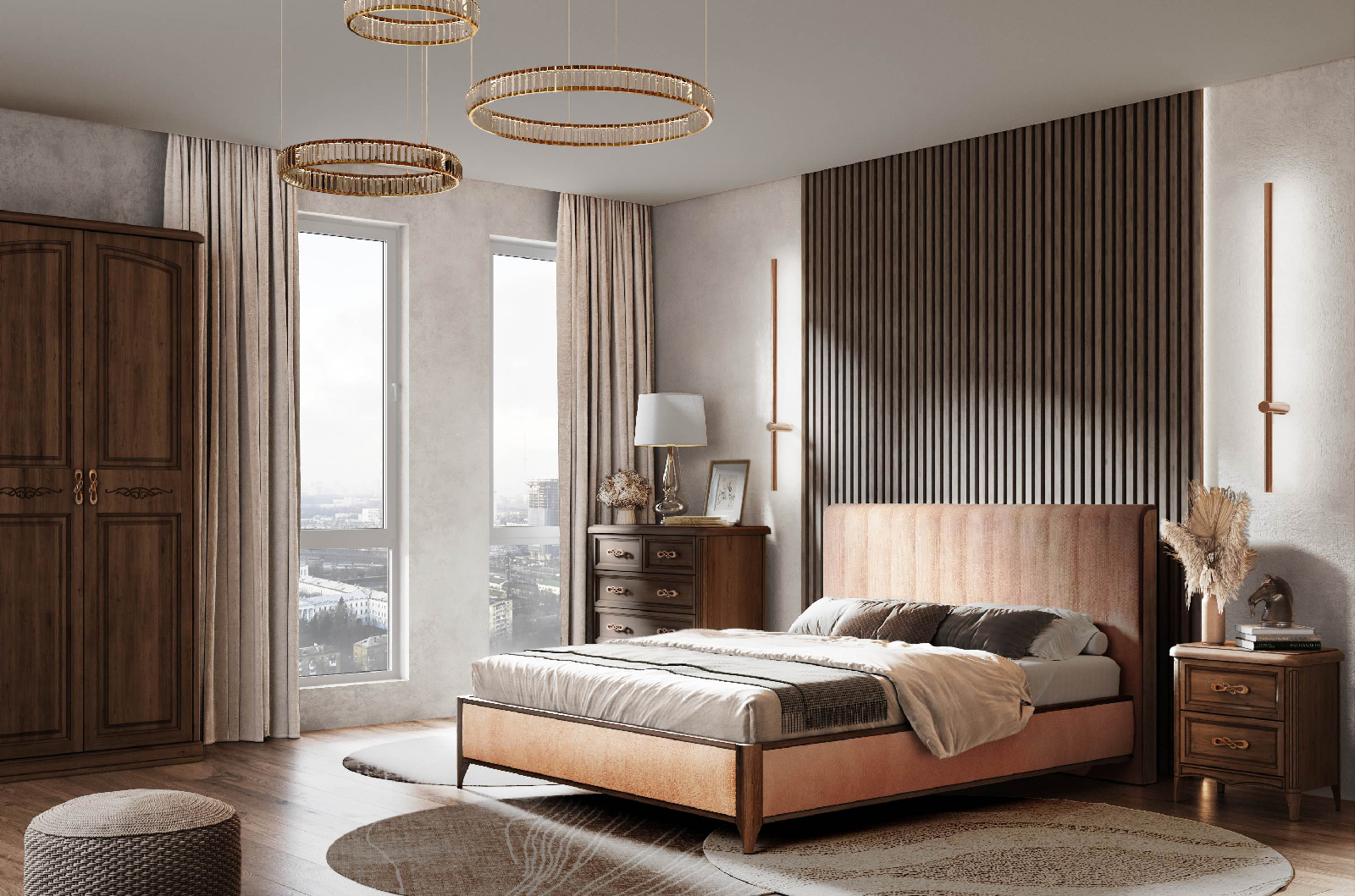 Кровать 200х200 Walson Шанталь, 218x219x110 см, цвет: бук Кровать 200х200 Walson Шанталь, 218x219x110 см, цвет: бук