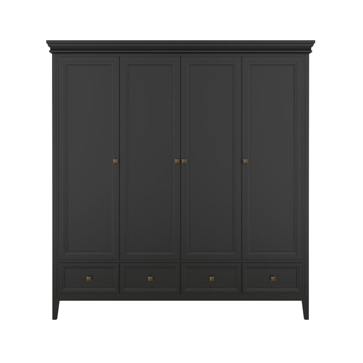 Шкаф платяной Tesoro Black, 4-х дверный, 200х58х206 см, цвет: черный (T804BL)T804BL