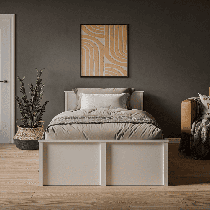 Кровать БРВ Ева (Ewa) 1200х200, с гибким основанием, цвет белый, 128х209х85 см (LOZ120)LOZ120