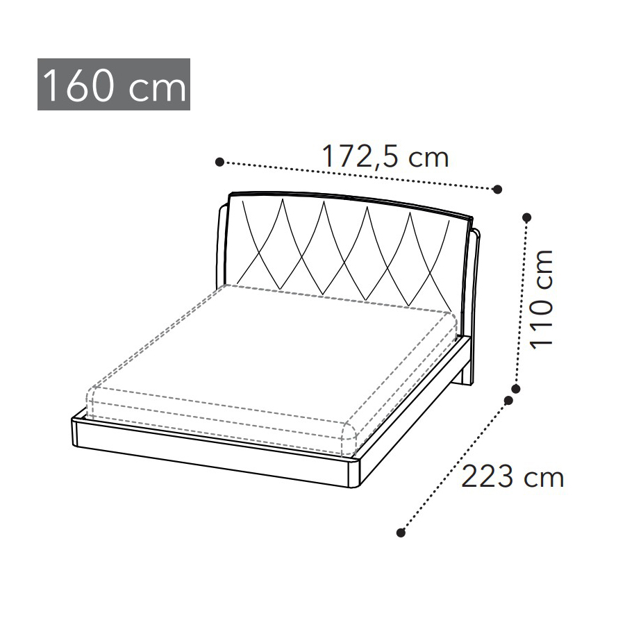 Кровать TIAR Camelgroup, ткань Miraglio col.617 Blu, 160x200 см, цвет: серебристая береза (154LET.65PL)154LET.65PL