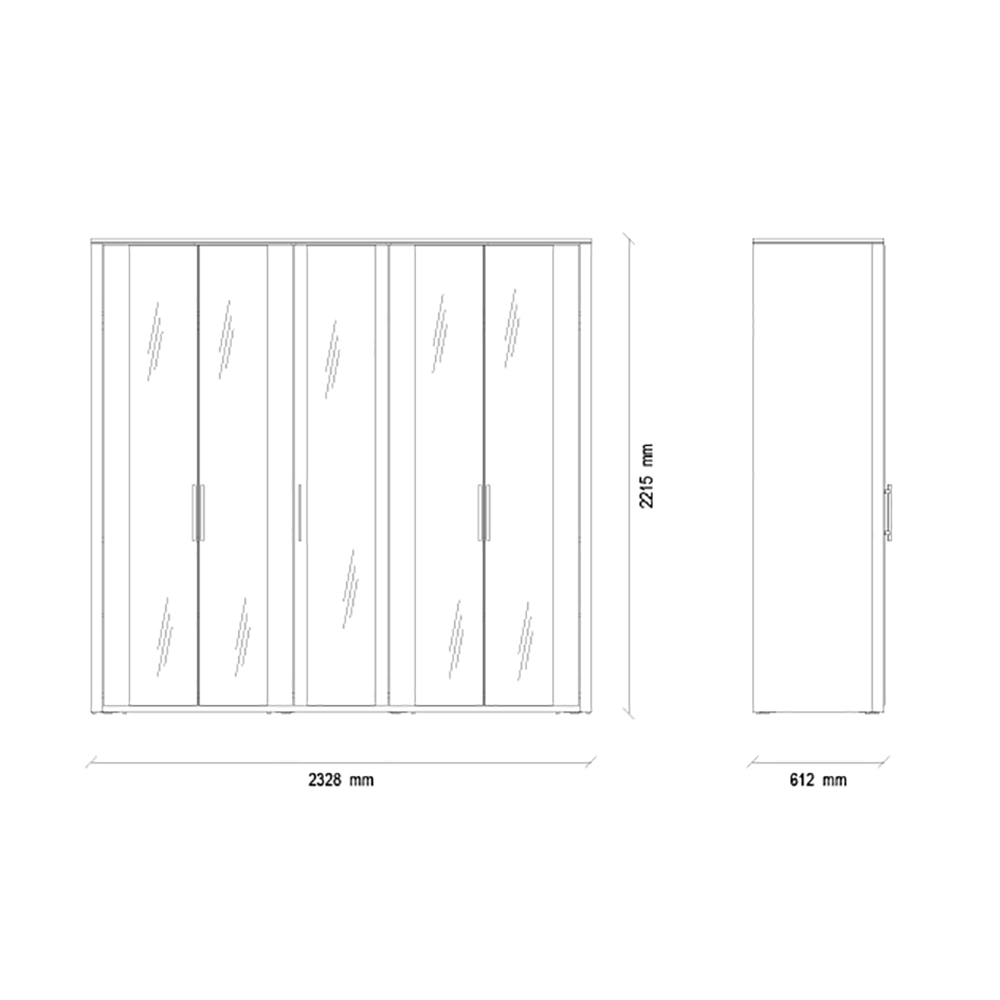 Шкаф платяной Enza Home Raum, 5-дверный, размер 233х61х222 см07.145.0538.0000.0000.0000.