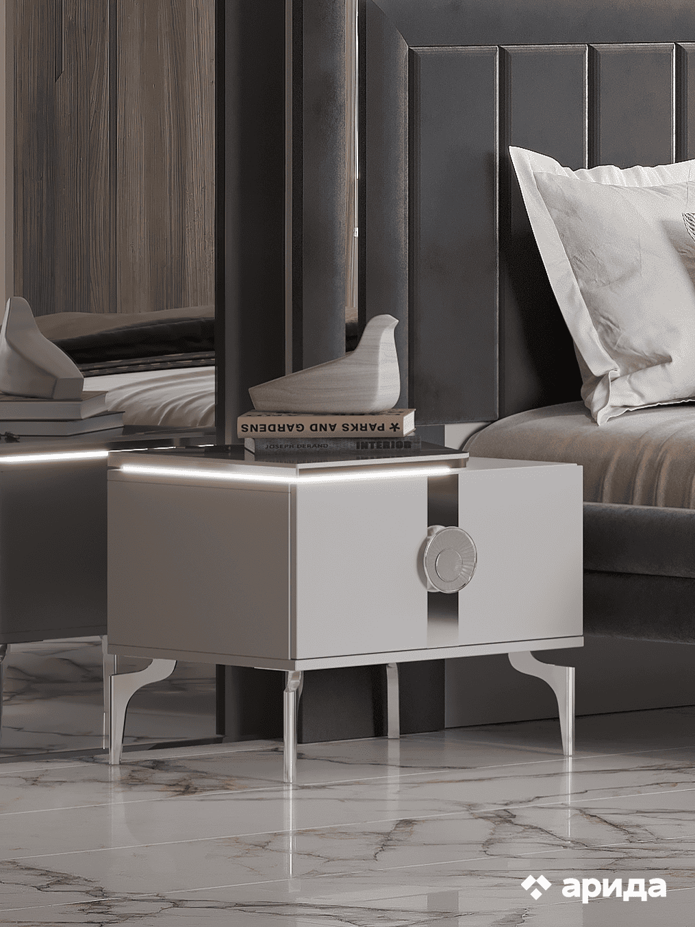 Тумба прикроватная Арида Грация, цвет серый, 55х46х49 см Тумба прикроватная Арида Грация, цвет серый, 55х46х49 см